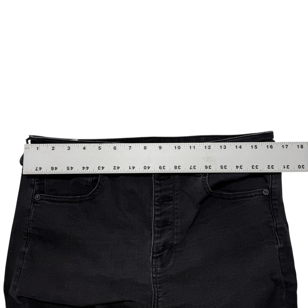American Eagle Black High Waisted Button Fly Flare Jeans Next Level Stretch‎ 14R - Picture 5 of 10